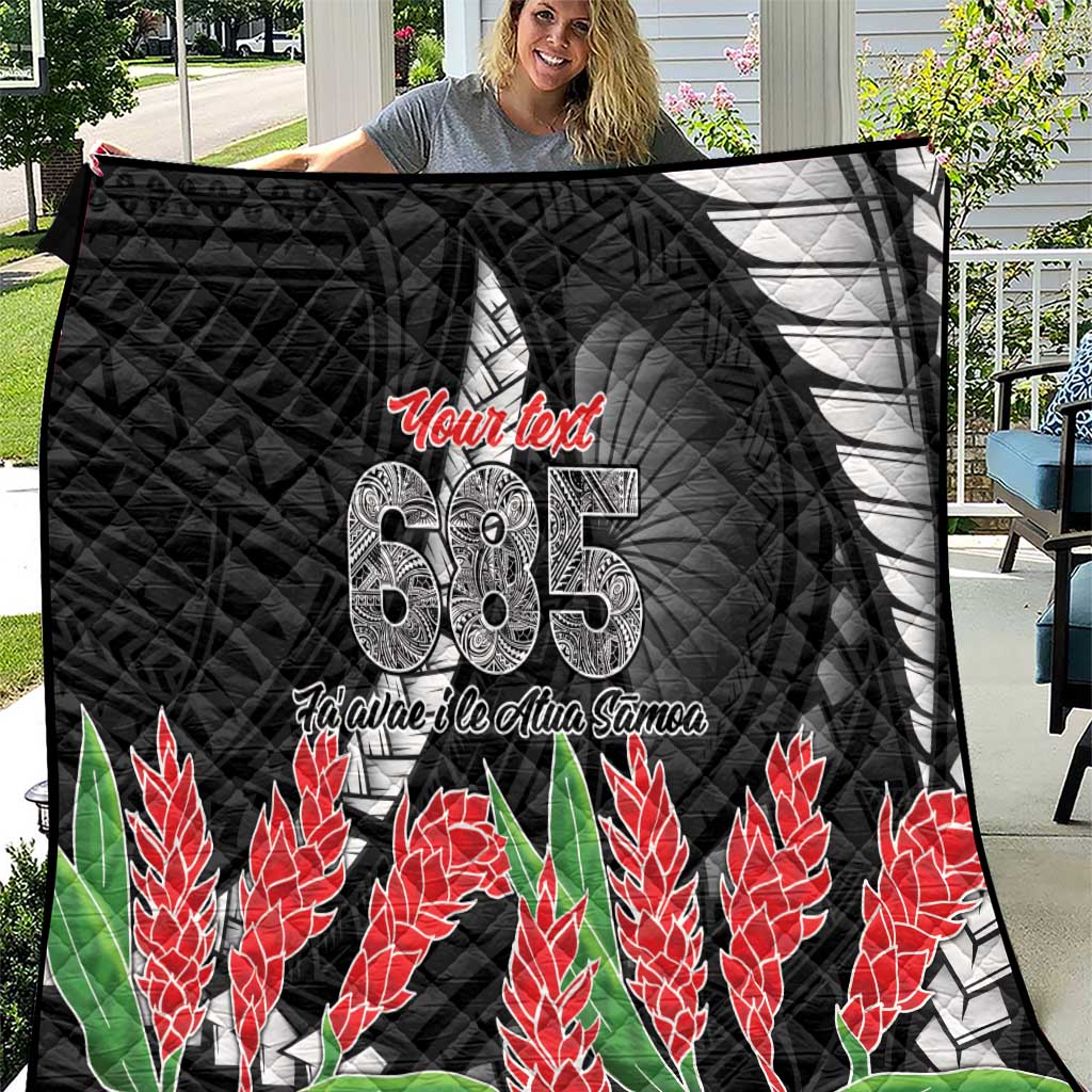 Personalised Samoa 685 Quilt Teuila Flower With Black Samoan Tattoo LT9 Black - Polynesian Pride