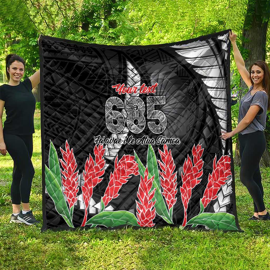 Personalised Samoa 685 Quilt Teuila Flower With Black Samoan Tattoo