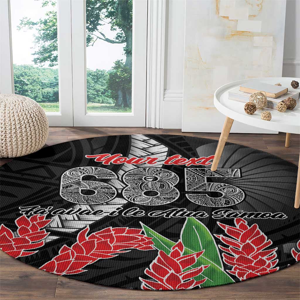 Personalised Samoa 685 Round Carpet Teuila Flower With Black Samoan Tattoo