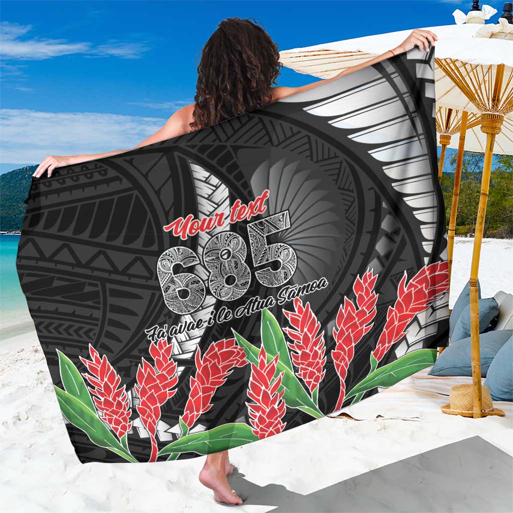 Personalised Samoa 685 Sarong Teuila Flower With Black Samoan Tattoo LT9 One Size 44 x 66 inches Black - Polynesian Pride