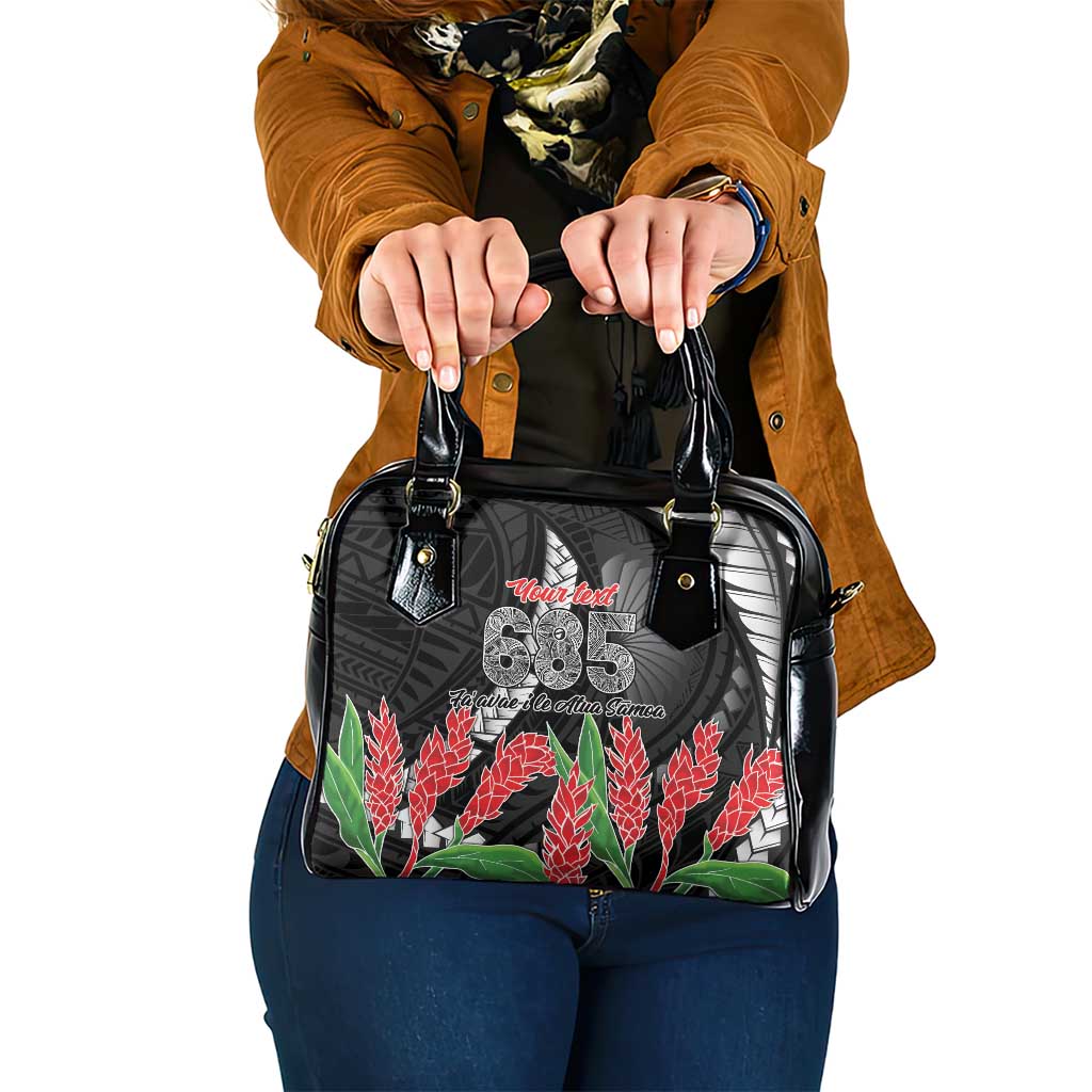 Personalised Samoa 685 Shoulder Handbag Teuila Flower With Black Samoan Tattoo LT9 One Size Black - Polynesian Pride