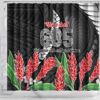 Personalised Samoa 685 Shower Curtain Teuila Flower With Black Samoan Tattoo