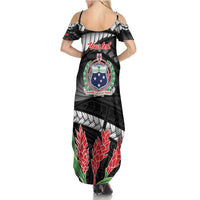 Personalised Samoa 685 Summer Maxi Dress Teuila Flower With Black Samoan Tattoo