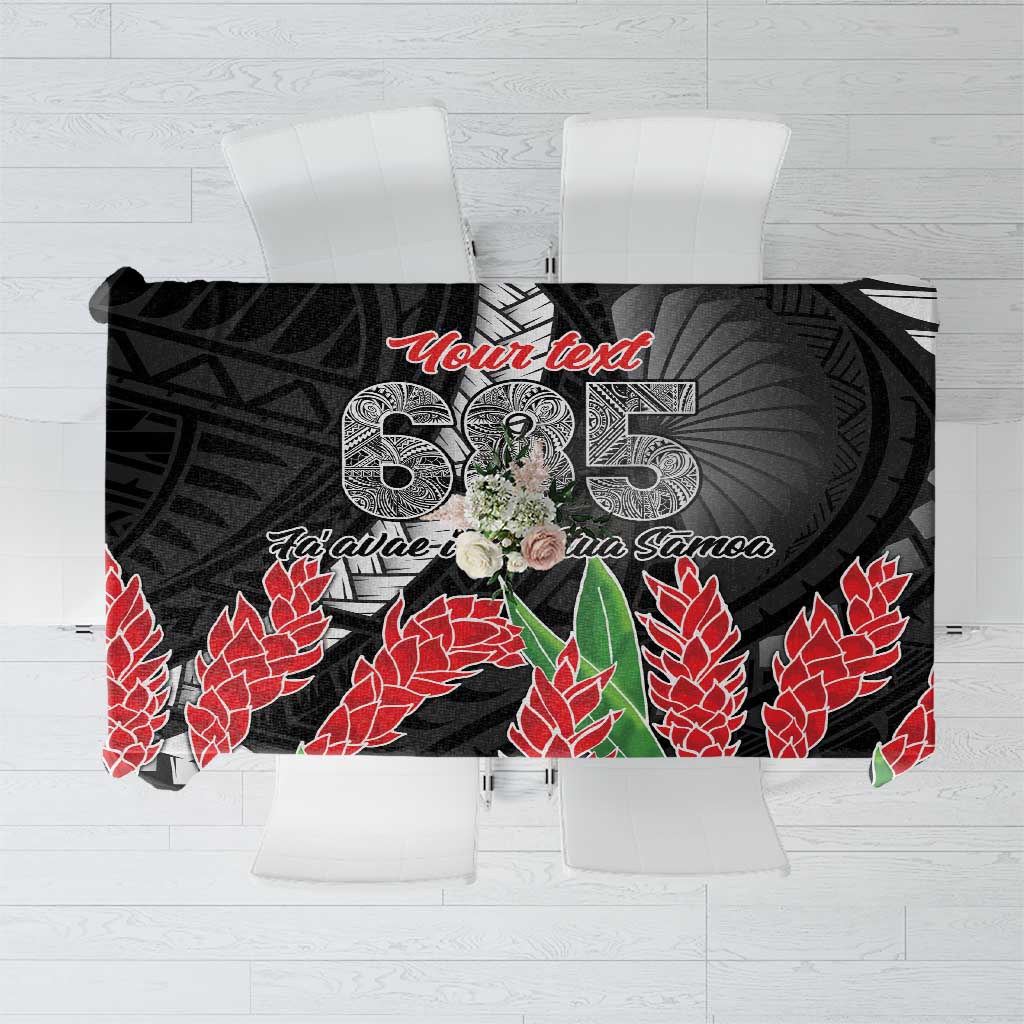 Personalised Samoa 685 Tablecloth Teuila Flower With Black Samoan Tattoo LT9 Black - Polynesian Pride