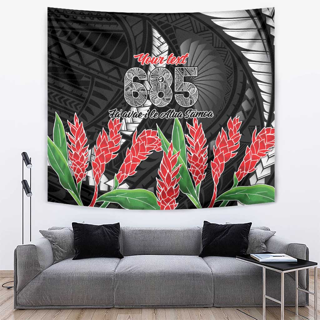 Personalised Samoa 685 Tapestry Teuila Flower With Black Samoan Tattoo LT9 Black - Polynesian Pride