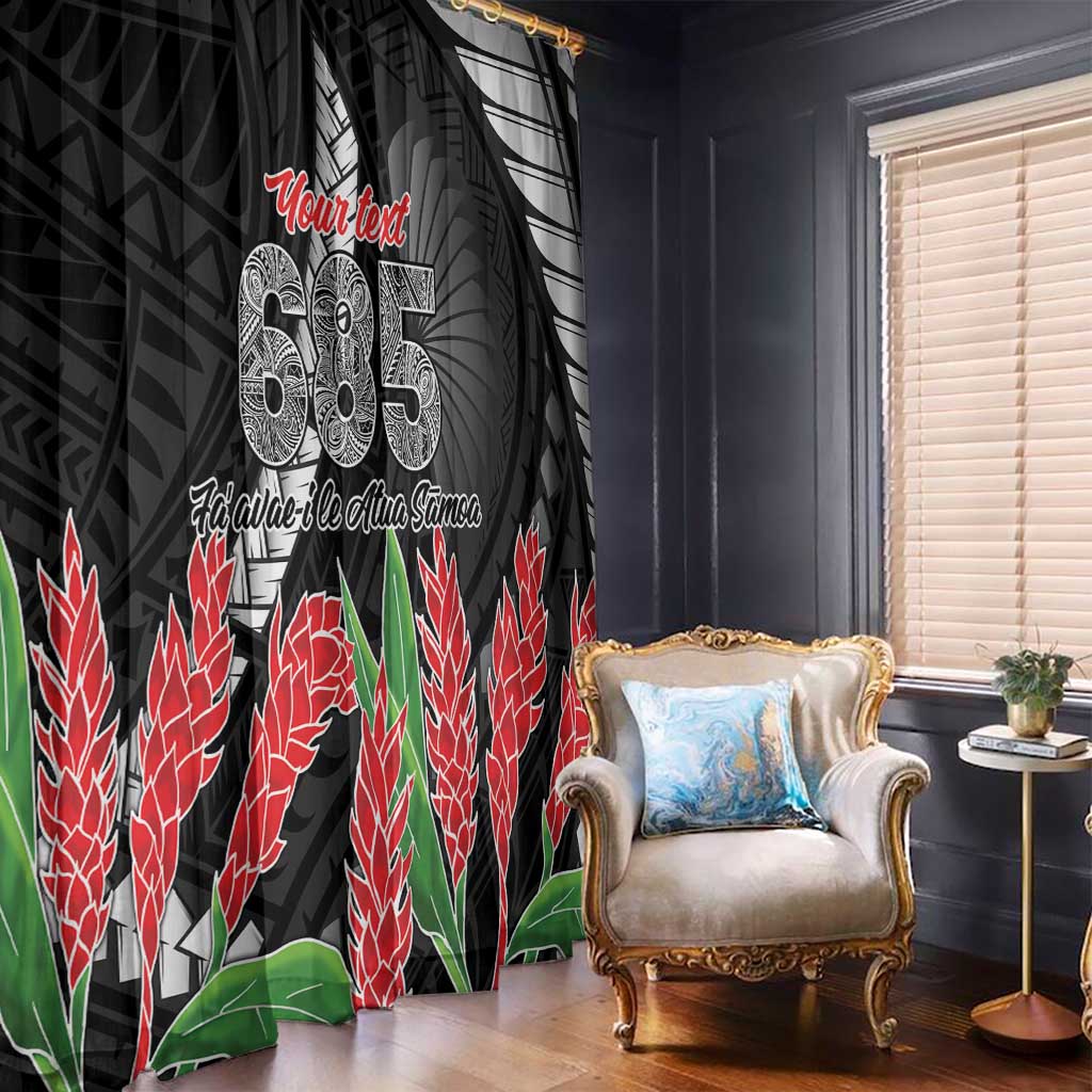 Personalised Samoa 685 Window Curtain Teuila Flower With Black Samoan Tattoo