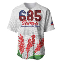 Personalised Samoa 685 Baseball Jersey Teuila Flower With White Samoan Tattoo LT9 White - Polynesian Pride