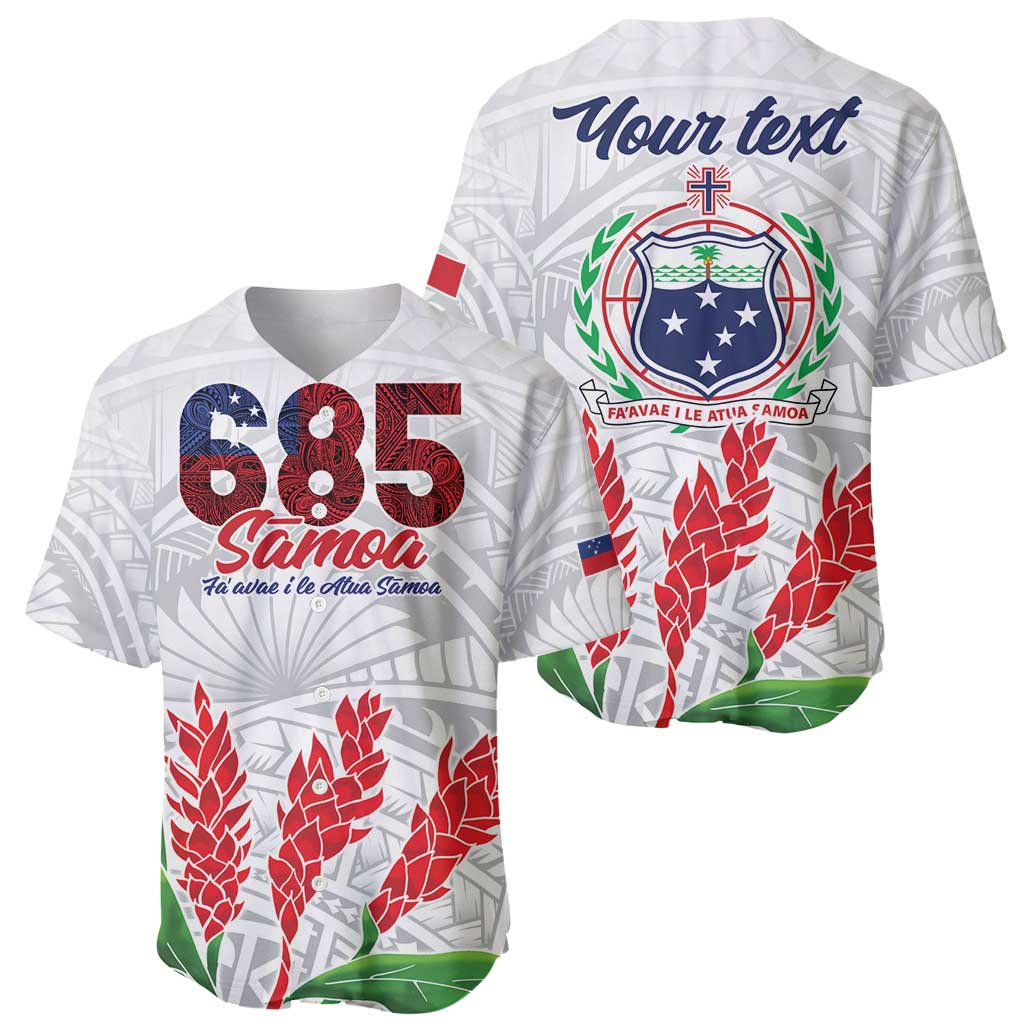 Personalised Samoa 685 Baseball Jersey Teuila Flower With White Samoan Tattoo LT9 - Polynesian Pride