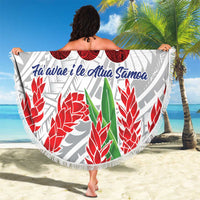 Personalised Samoa 685 Beach Blanket Teuila Flower With White Samoan Tattoo