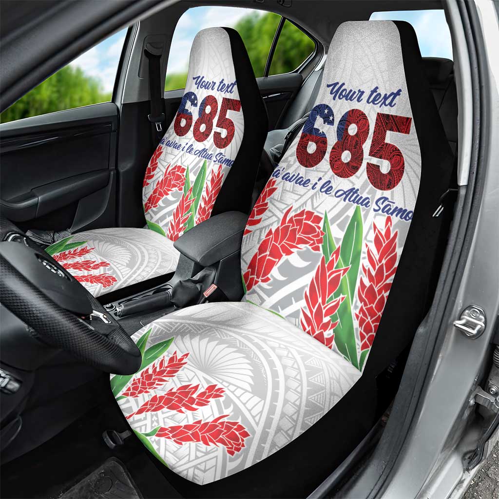 Personalised Samoa 685 Car Seat Cover Teuila Flower With White Samoan Tattoo
