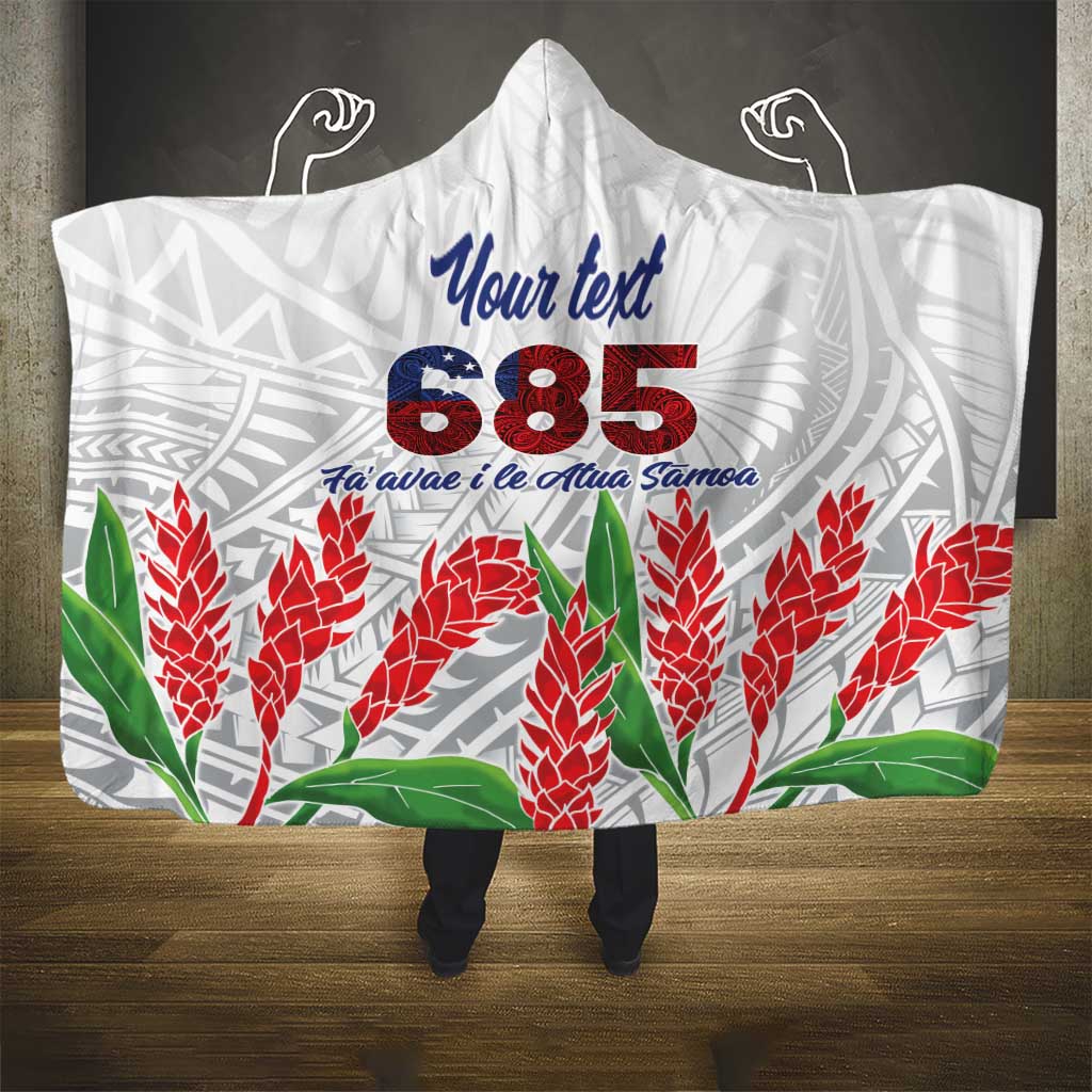 Personalised Samoa 685 Hooded Blanket Teuila Flower With White Samoan Tattoo LT9 - Polynesian Pride