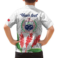 Personalised Samoa 685 Kid Hawaiian Shirt Teuila Flower With White Samoan Tattoo
