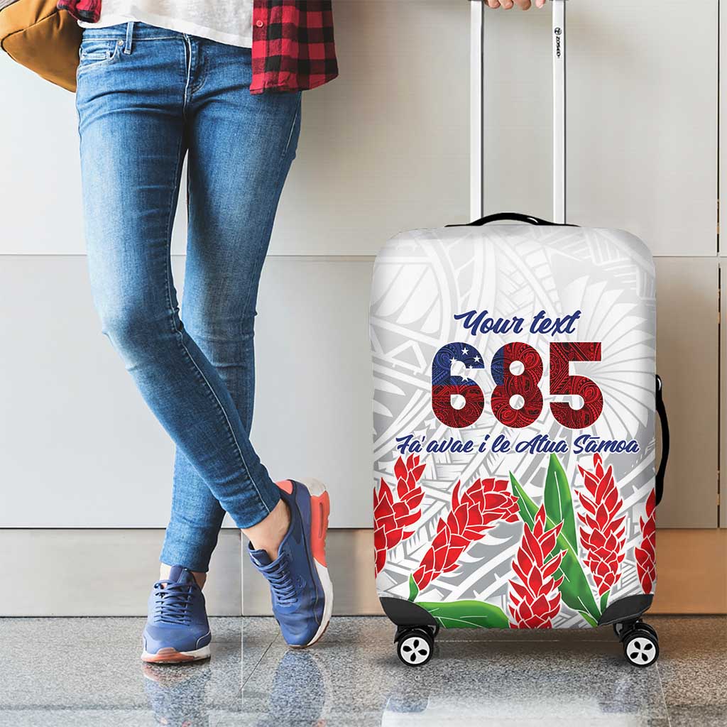 Personalised Samoa 685 Luggage Cover Teuila Flower With White Samoan Tattoo LT9 - Polynesian Pride