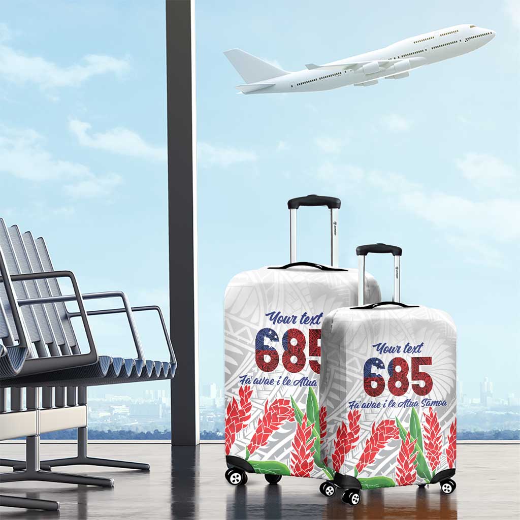 Personalised Samoa 685 Luggage Cover Teuila Flower With White Samoan Tattoo LT9 - Polynesian Pride