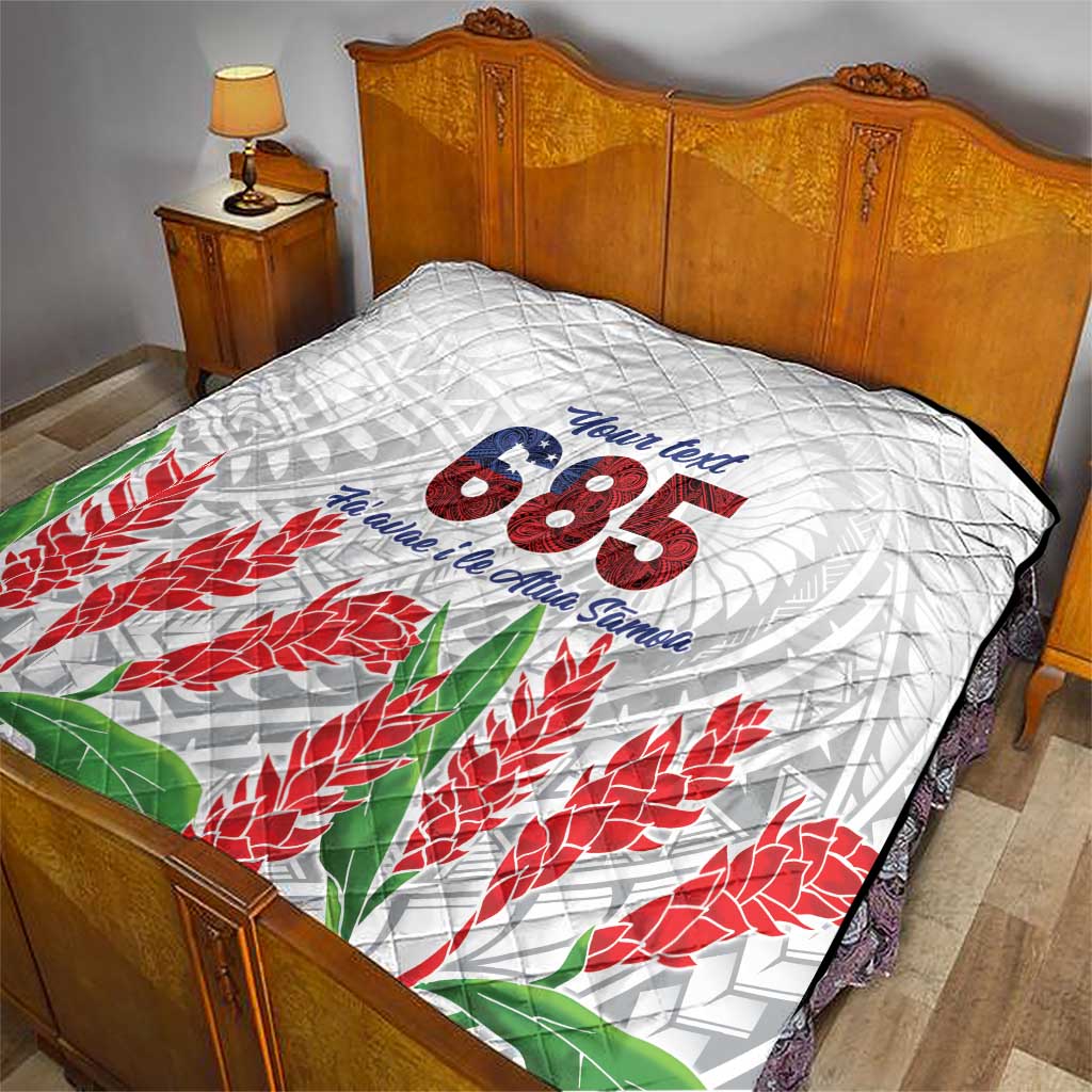 Personalised Samoa 685 Quilt Teuila Flower With White Samoan Tattoo LT9 - Polynesian Pride