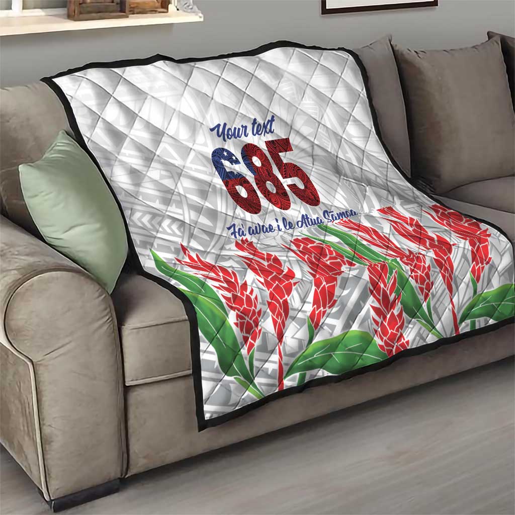 Personalised Samoa 685 Quilt Teuila Flower With White Samoan Tattoo LT9 - Polynesian Pride
