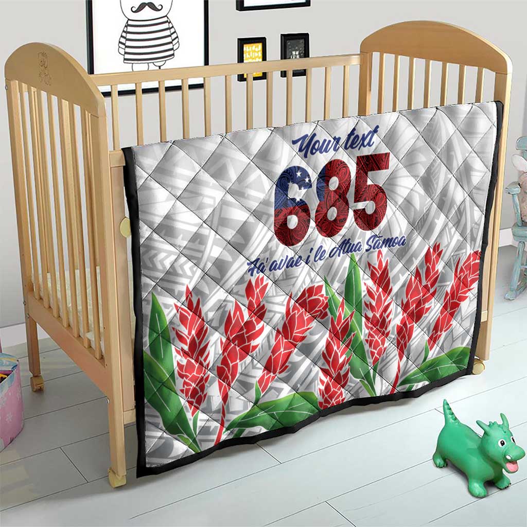 Personalised Samoa 685 Quilt Teuila Flower With White Samoan Tattoo LT9 - Polynesian Pride