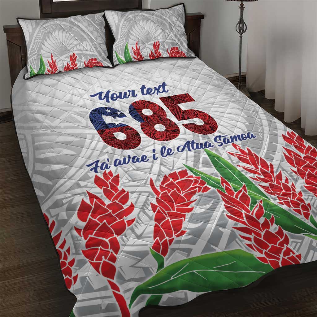 Personalised Samoa 685 Quilt Bed Set Teuila Flower With White Samoan Tattoo LT9 White - Polynesian Pride