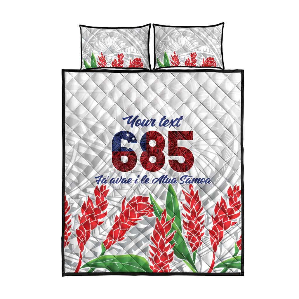Personalised Samoa 685 Quilt Bed Set Teuila Flower With White Samoan Tattoo LT9 - Polynesian Pride