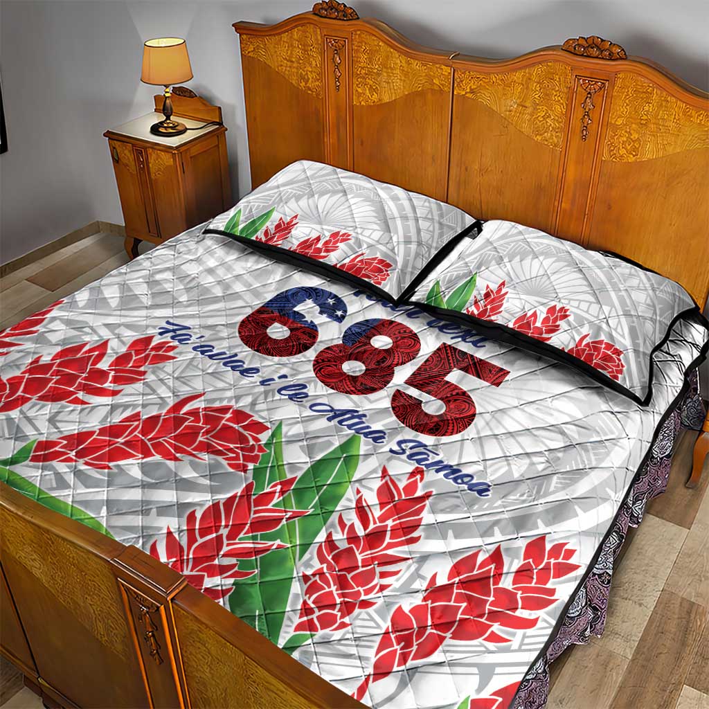 Personalised Samoa 685 Quilt Bed Set Teuila Flower With White Samoan Tattoo LT9 - Polynesian Pride