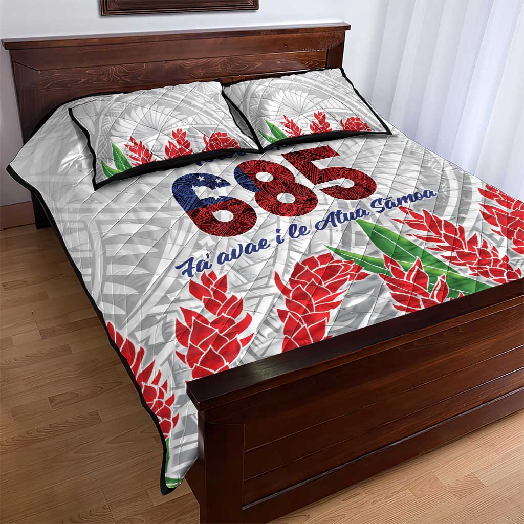 Personalised Samoa 685 Quilt Bed Set Teuila Flower With White Samoan Tattoo LT9 - Polynesian Pride