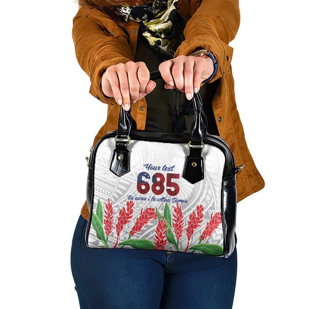 Personalised Samoa 685 Shoulder Handbag Teuila Flower With White Samoan Tattoo LT9 One Size White - Polynesian Pride
