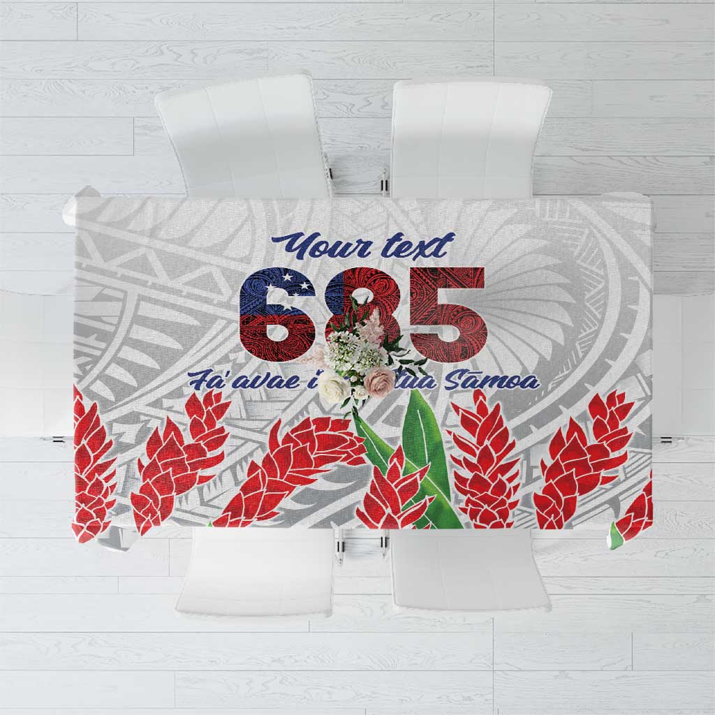 Personalised Samoa 685 Tablecloth Teuila Flower With White Samoan Tattoo LT9 White - Polynesian Pride