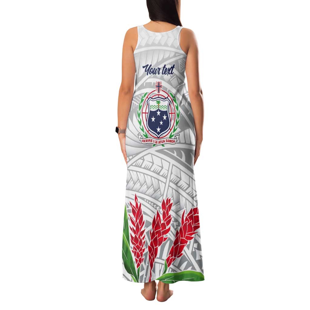 Personalised Samoa 685 Tank Maxi Dress Teuila Flower With White Samoan Tattoo LT9 - Polynesian Pride
