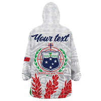 Personalised Samoa 685 Wearable Blanket Hoodie Teuila Flower With White Samoan Tattoo LT9 - Polynesian Pride