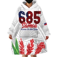 Personalised Samoa 685 Wearable Blanket Hoodie Teuila Flower With White Samoan Tattoo LT9 - Polynesian Pride