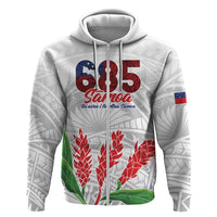 Personalised Samoa 685 Zip Hoodie Teuila Flower With White Samoan Tattoo LT9 Zip Hoodie White - Polynesian Pride
