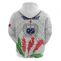 Personalised Samoa 685 Zip Hoodie Teuila Flower With White Samoan Tattoo LT9 - Polynesian Pride
