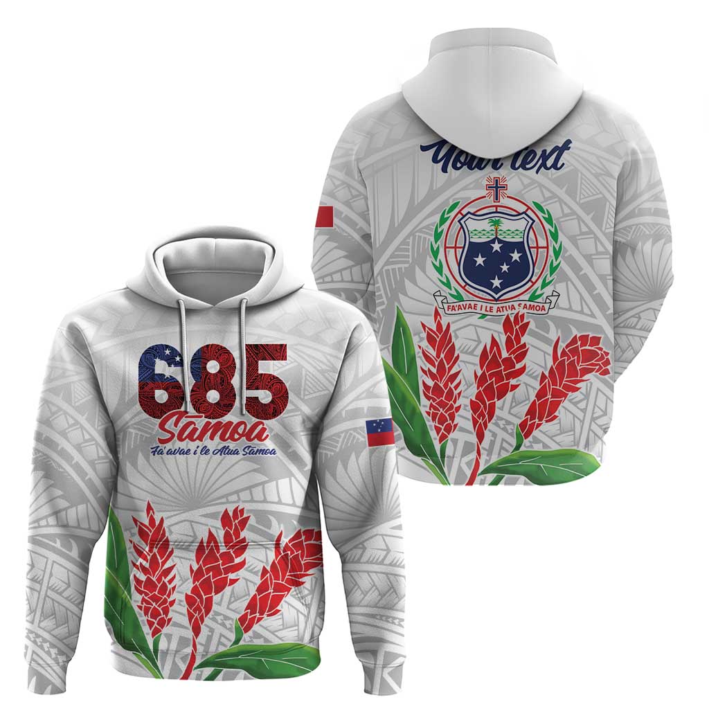 Personalised Samoa 685 Zip Hoodie Teuila Flower With White Samoan Tattoo LT9 - Polynesian Pride