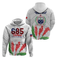 Personalised Samoa 685 Zip Hoodie Teuila Flower With White Samoan Tattoo LT9 - Polynesian Pride