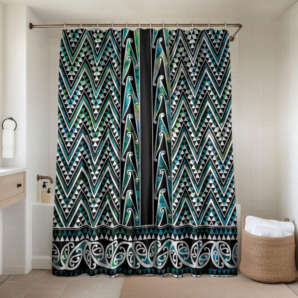 New Zealand Maori Niho Taniwha Bathroom Set Papua Shell - Mangopare Puhoro Pattern