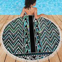 New Zealand Maori Niho Taniwha Beach Blanket Papua Shell - Mangopare Puhoro Pattern