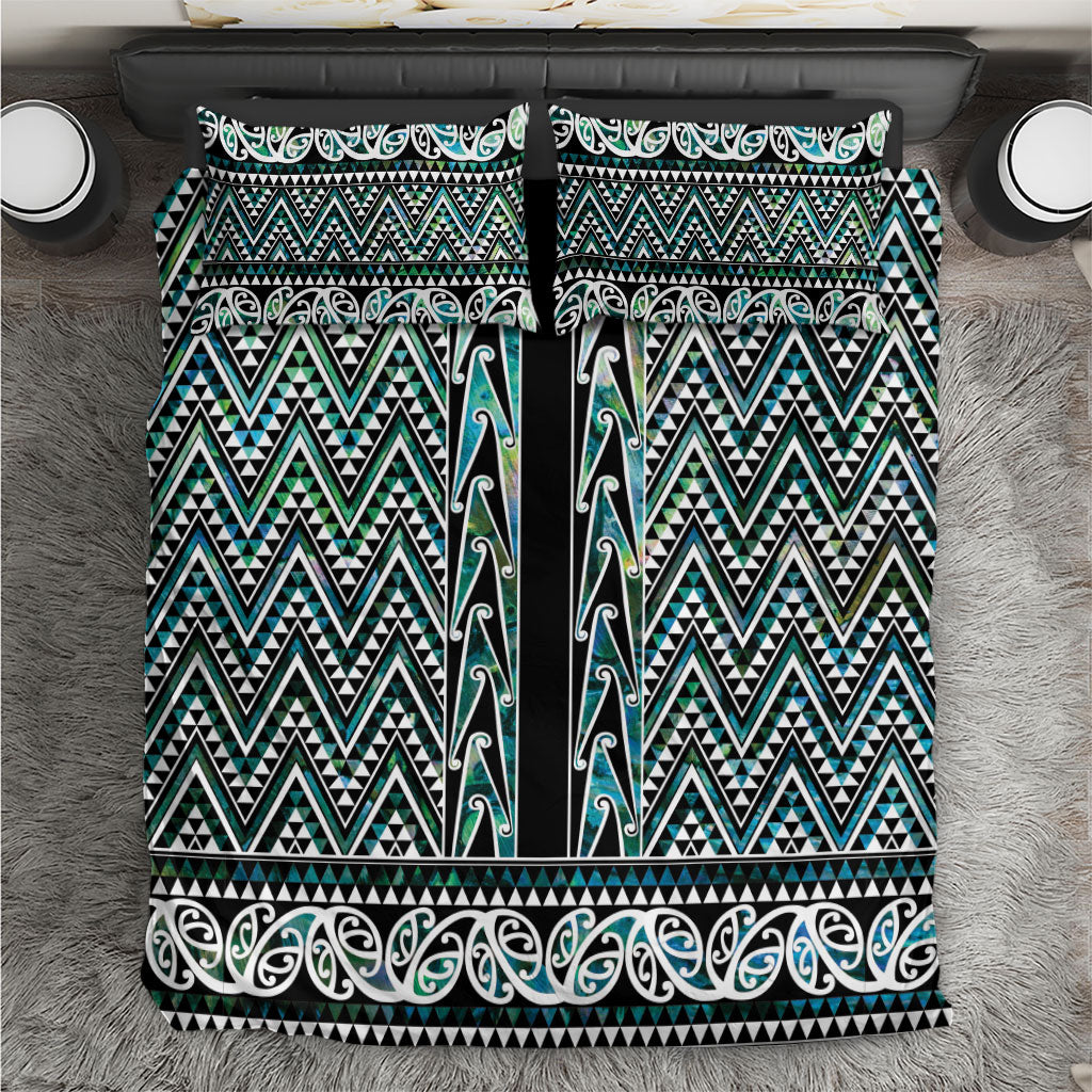 New Zealand Maori Niho Taniwha Bedding Set Papua Shell - Mangopare Puhoro Pattern