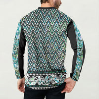 New Zealand Maori Niho Taniwha Button Sweatshirt Papua Shell - Mangopare Puhoro Pattern