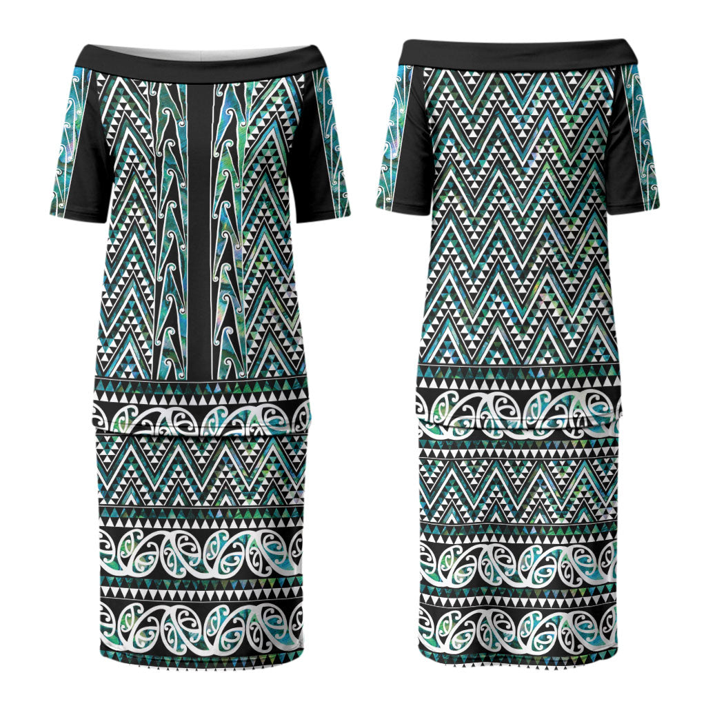 New Zealand Maori Niho Taniwha Couples Matching Puletasi and Hawaiian Shirt Papua Shell - Mangopare Puhoro Pattern LT9 - Polynesian Pride