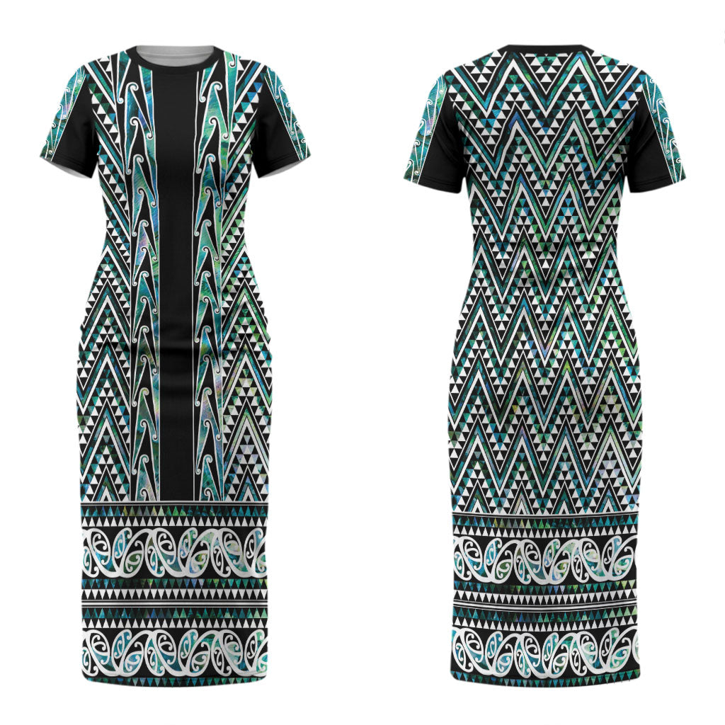 New Zealand Maori Niho Taniwha Couples Matching Short Sleeve Bodycon Dress and Hawaiian Shirt Papua Shell - Mangopare Puhoro Pattern LT9 - Polynesian Pride