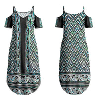 New Zealand Maori Niho Taniwha Couples Matching Summer Maxi Dress and Long Sleeve Button Shirt Papua Shell - Mangopare Puhoro Pattern LT9 - Polynesian Pride