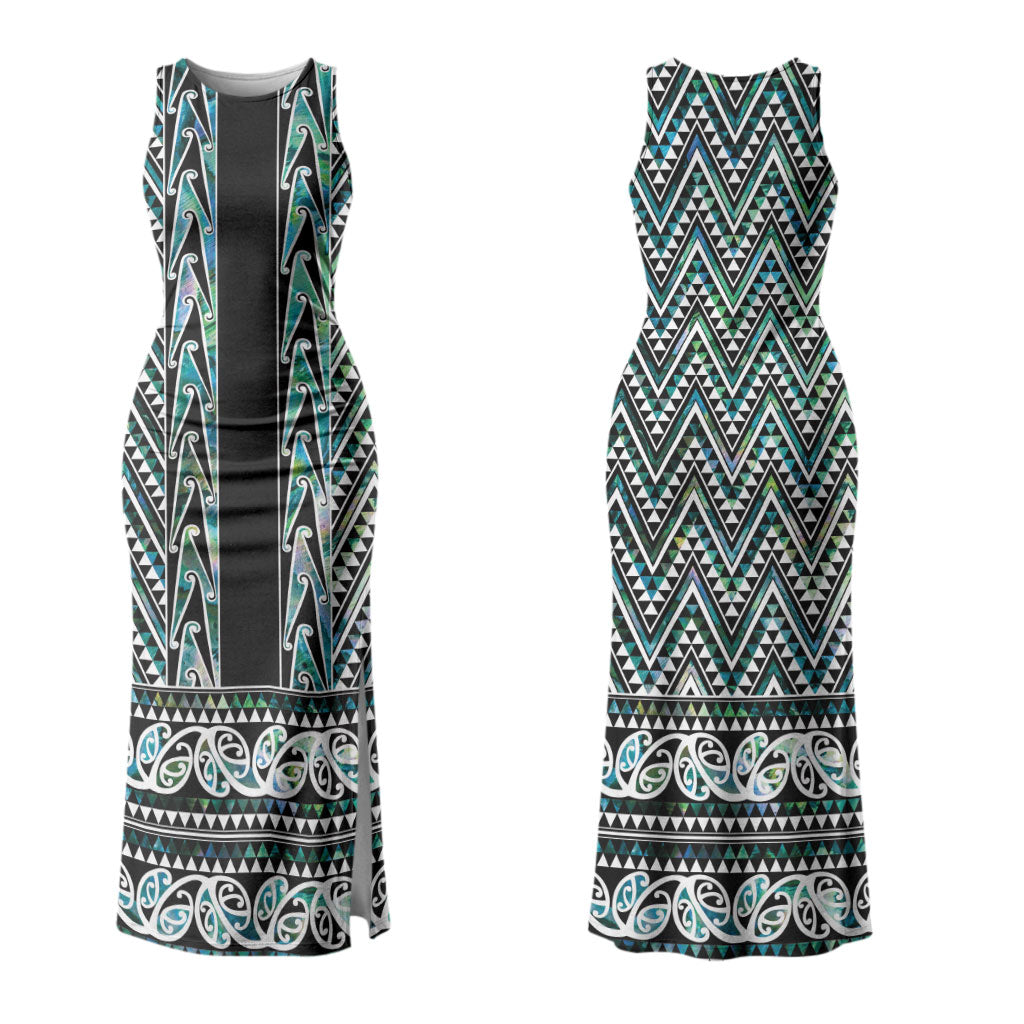 New Zealand Maori Niho Taniwha Couples Matching Tank Maxi Dress and Hawaiian Shirt Papua Shell - Mangopare Puhoro Pattern LT9 - Polynesian Pride