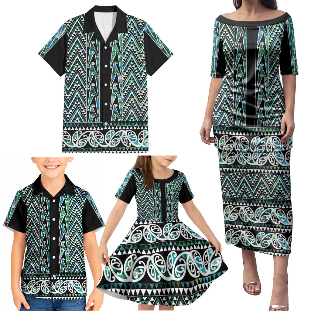 New Zealand Maori Niho Taniwha Family Matching Puletasi and Hawaiian Shirt Papua Shell - Mangopare Puhoro Pattern LT9 - Polynesian Pride