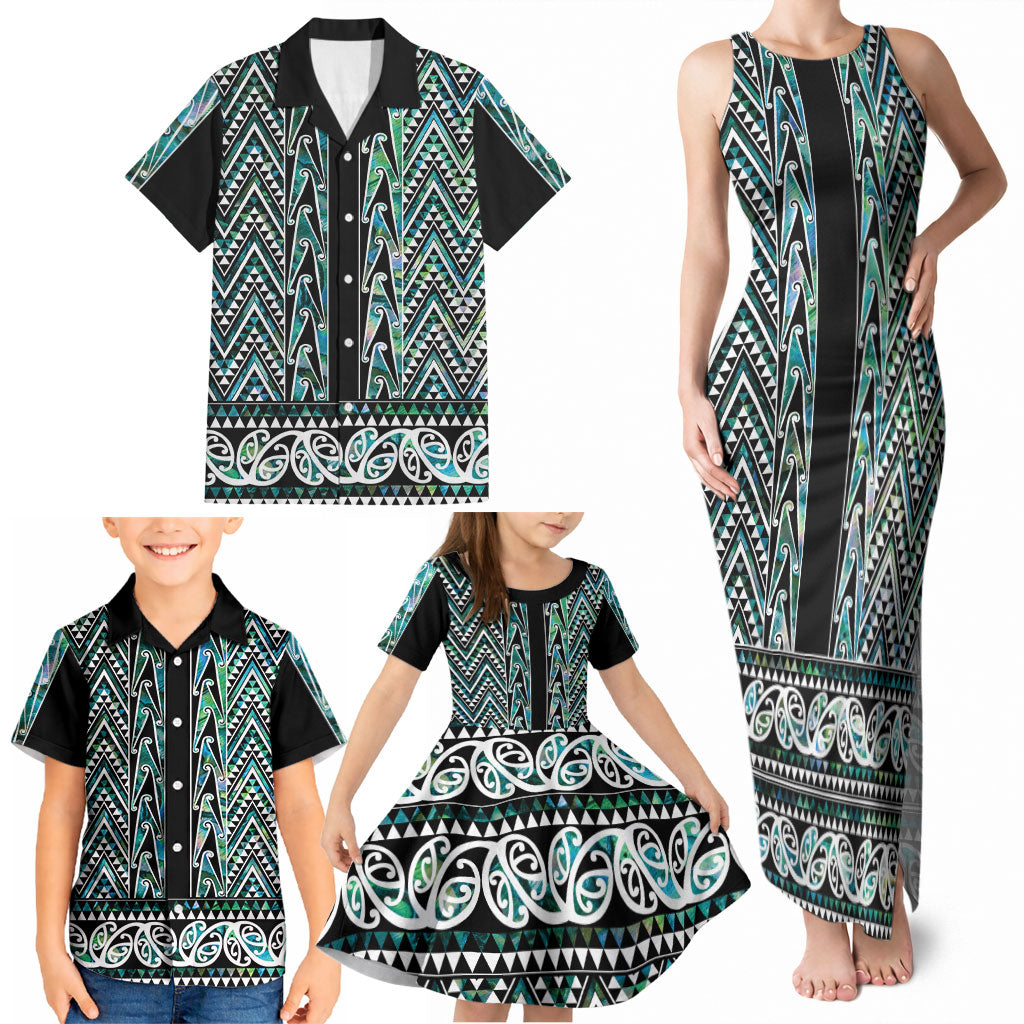 New Zealand Maori Niho Taniwha Family Matching Tank Maxi Dress and Hawaiian Shirt Papua Shell - Mangopare Puhoro Pattern LT9 - Polynesian Pride