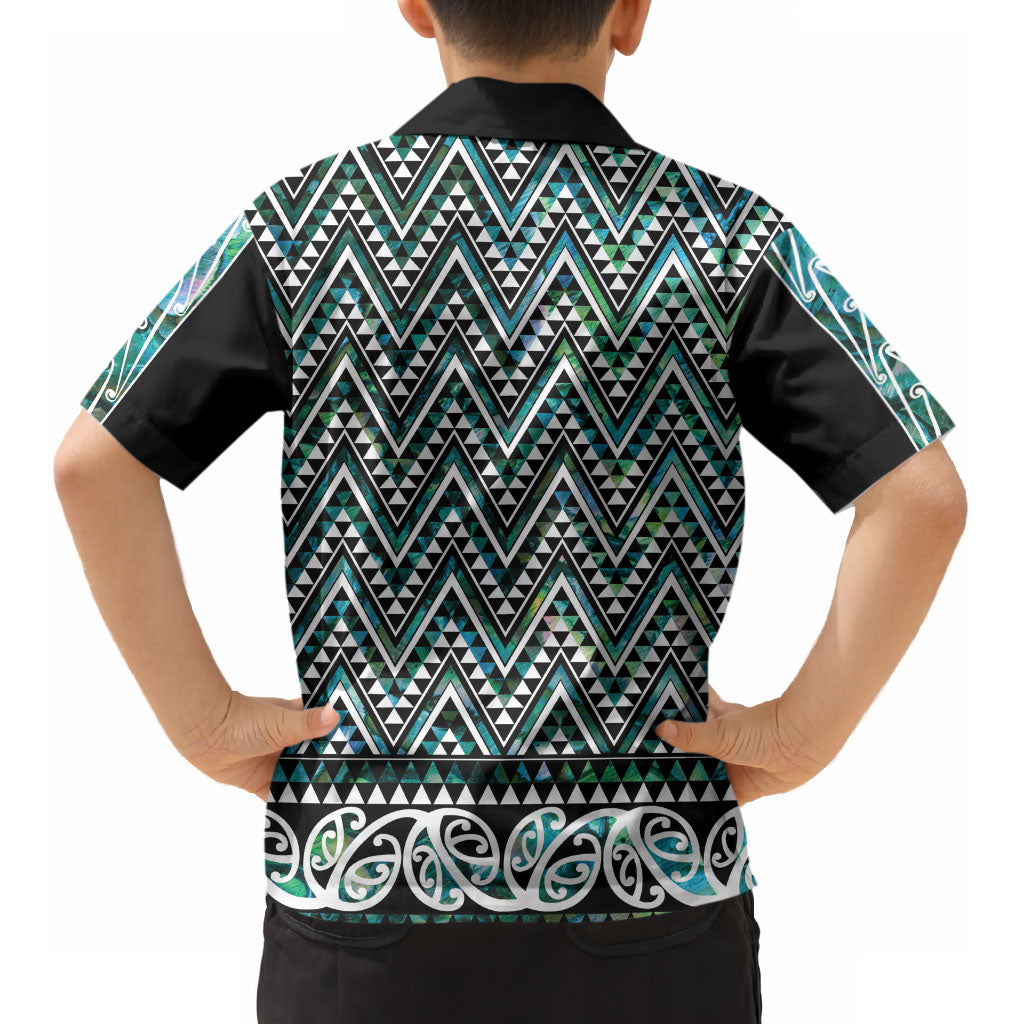 New Zealand Maori Niho Taniwha Kid Hawaiian Shirt Papua Shell - Mangopare Puhoro Pattern LT9 - Polynesian Pride