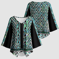 New Zealand Maori Niho Taniwha Kimono Sleeve Blouse Papua Shell - Mangopare Puhoro Pattern