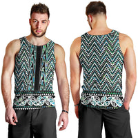 New Zealand Maori Niho Taniwha Men Tank Top Papua Shell - Mangopare Puhoro Pattern