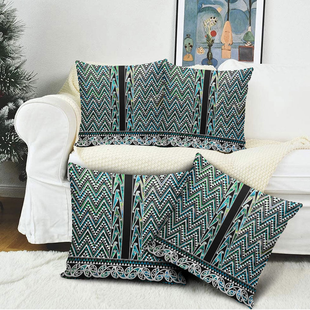 New Zealand Maori Niho Taniwha Pillow Cover Papua Shell - Mangopare Puhoro Pattern