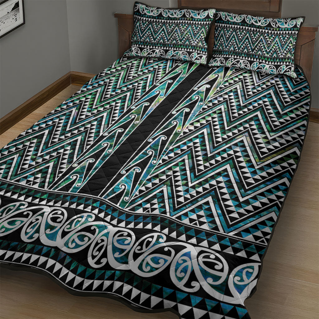 New Zealand Maori Niho Taniwha Quilt Bed Set Papua Shell - Mangopare Puhoro Pattern