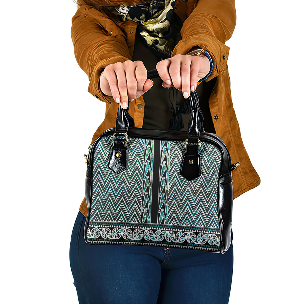 New Zealand Maori Niho Taniwha Shoulder Handbag Papua Shell - Mangopare Puhoro Pattern LT9 One Size Green - Polynesian Pride